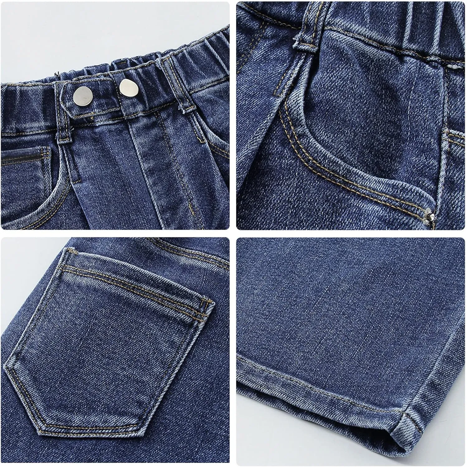 Kid Bootcut Jeans Girl Wide Straight Leg Pants Cute Loose Fit Causal Stylish Trousers Stretch Fashion Elastic Waist Jeans