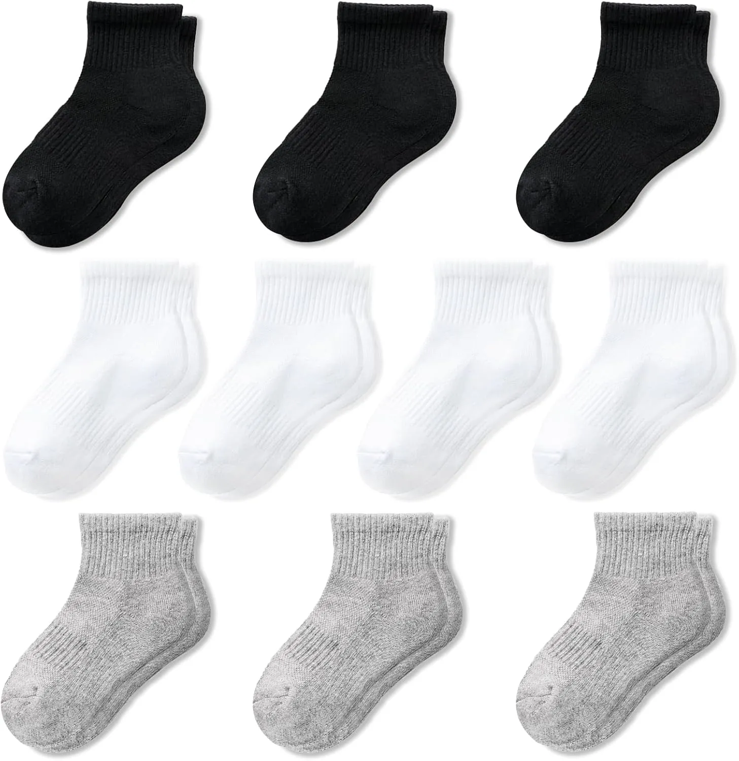 Kids Athletic Socks - Breathable Mesh Sports Socks for Boys & Girls, Youth 10 Pairs