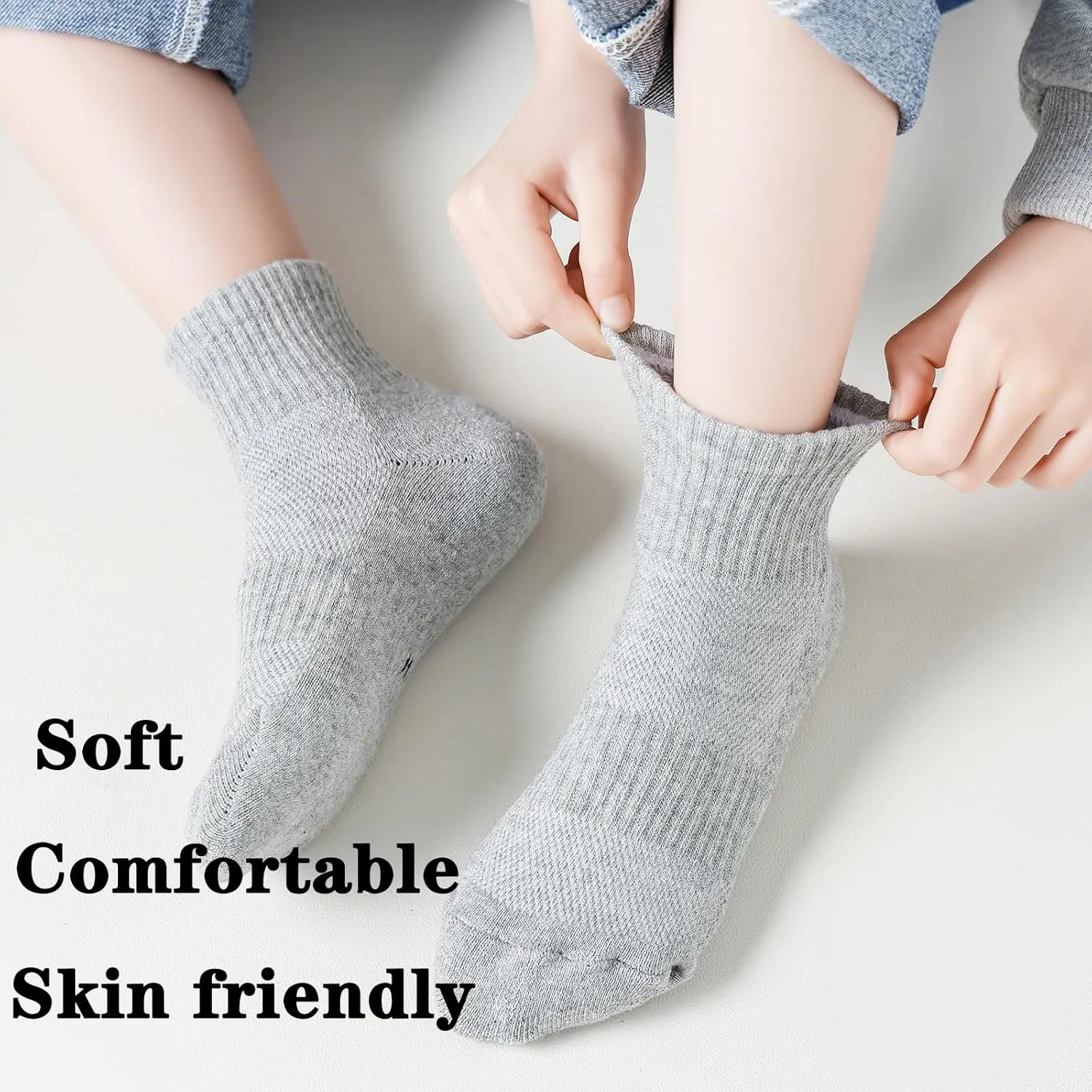 Kids Athletic Socks - Breathable Mesh Sports Socks for Boys & Girls, Youth 10 Pairs