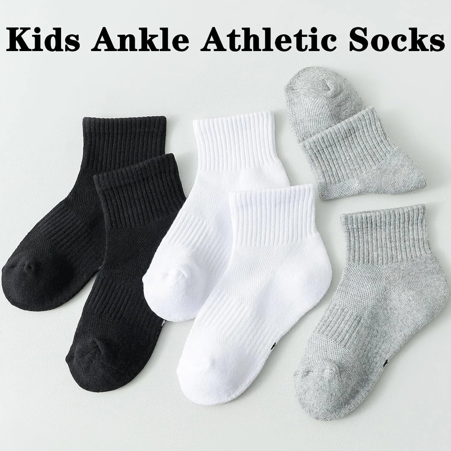 Kids Athletic Socks - Breathable Mesh Sports Socks for Boys & Girls, Youth 10 Pairs