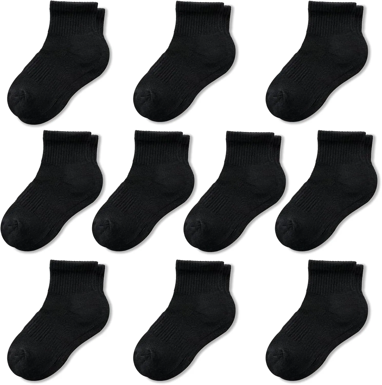 Kids Athletic Socks - Breathable Mesh Sports Socks for Boys & Girls, Youth 10 Pairs