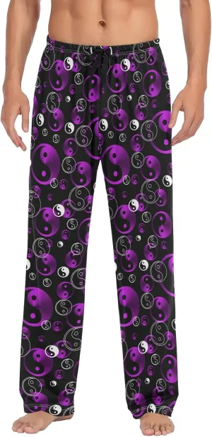 Kigai Men's Pajamas Pants Violet Yin Yang Sleep Bottoms Pants Lounge Sleepwear - L