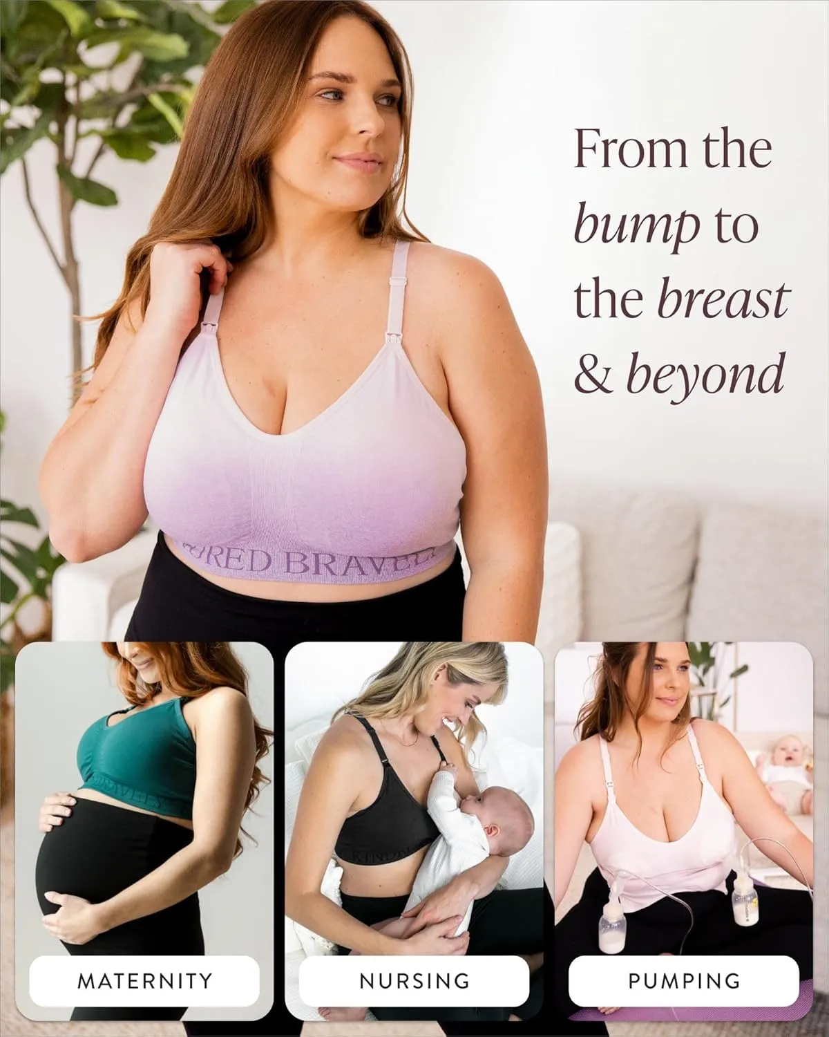Kindred Bravely Sublime Sports Pumping Bra Hands Free | All-in-One Nursing Bras for Breastfeeding and Pumping