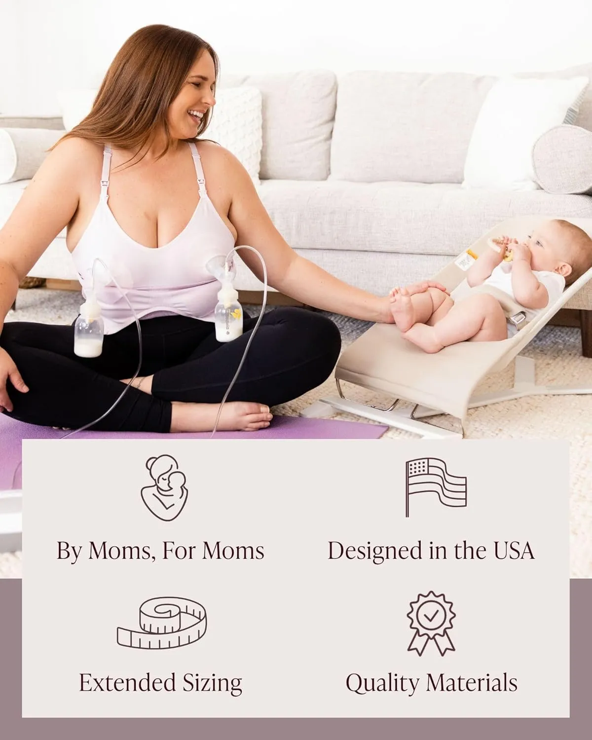 Kindred Bravely Sublime Sports Pumping Bra Hands Free | All-in-One Nursing Bras for Breastfeeding and Pumping