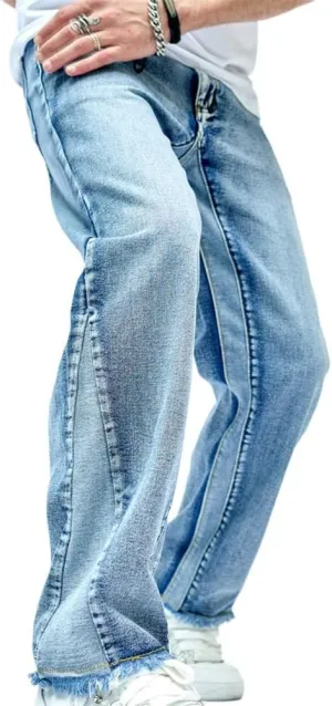 Kinghua Mens Baggy Jeans Straight Leg Loose Fit Denim Pants Casual Skater Streetwear Trousers