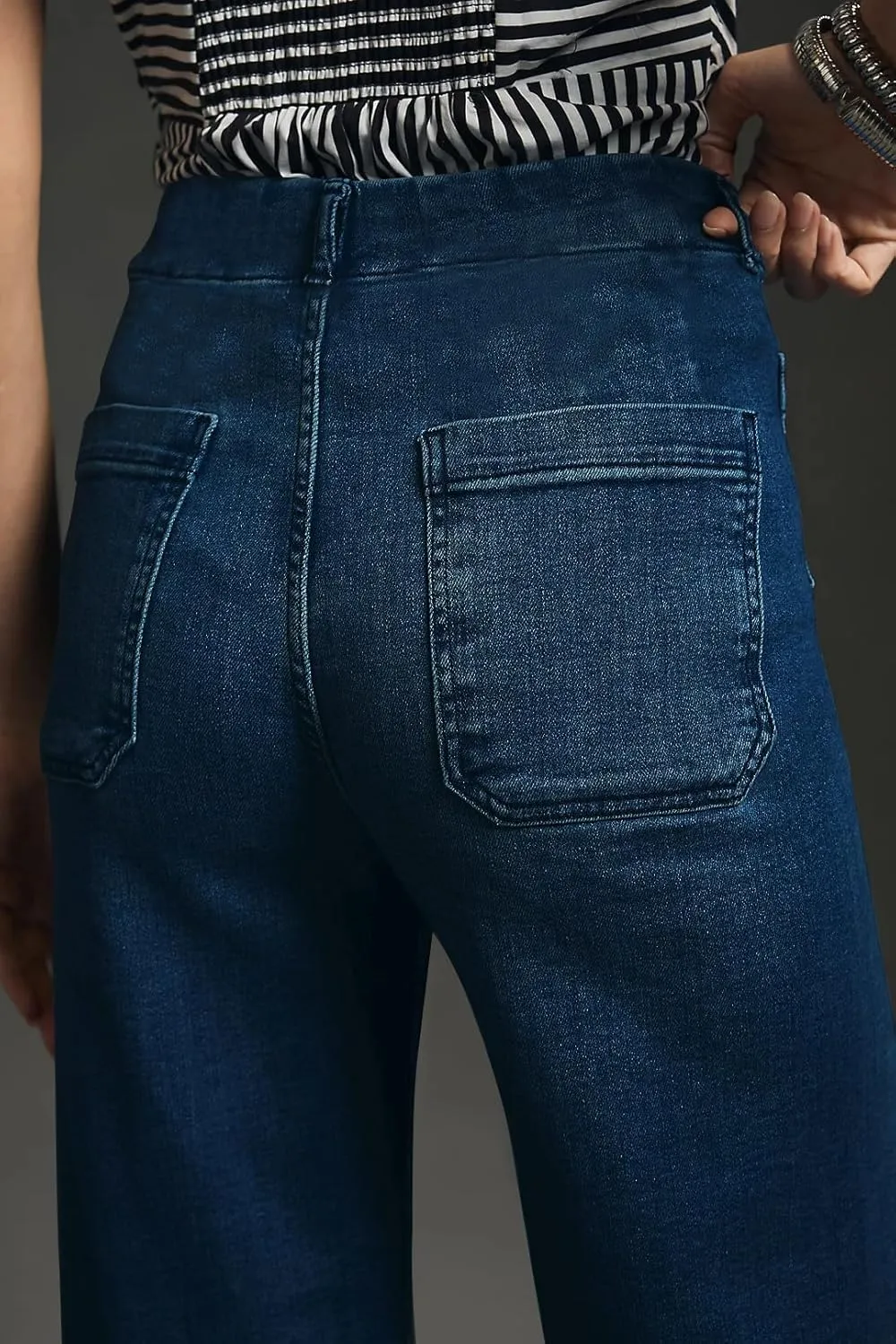 KUNMI Women's Wide Leg High Waisted Stretchy Straight Leg Jeans Baggy Loose Trendy Denim Pants