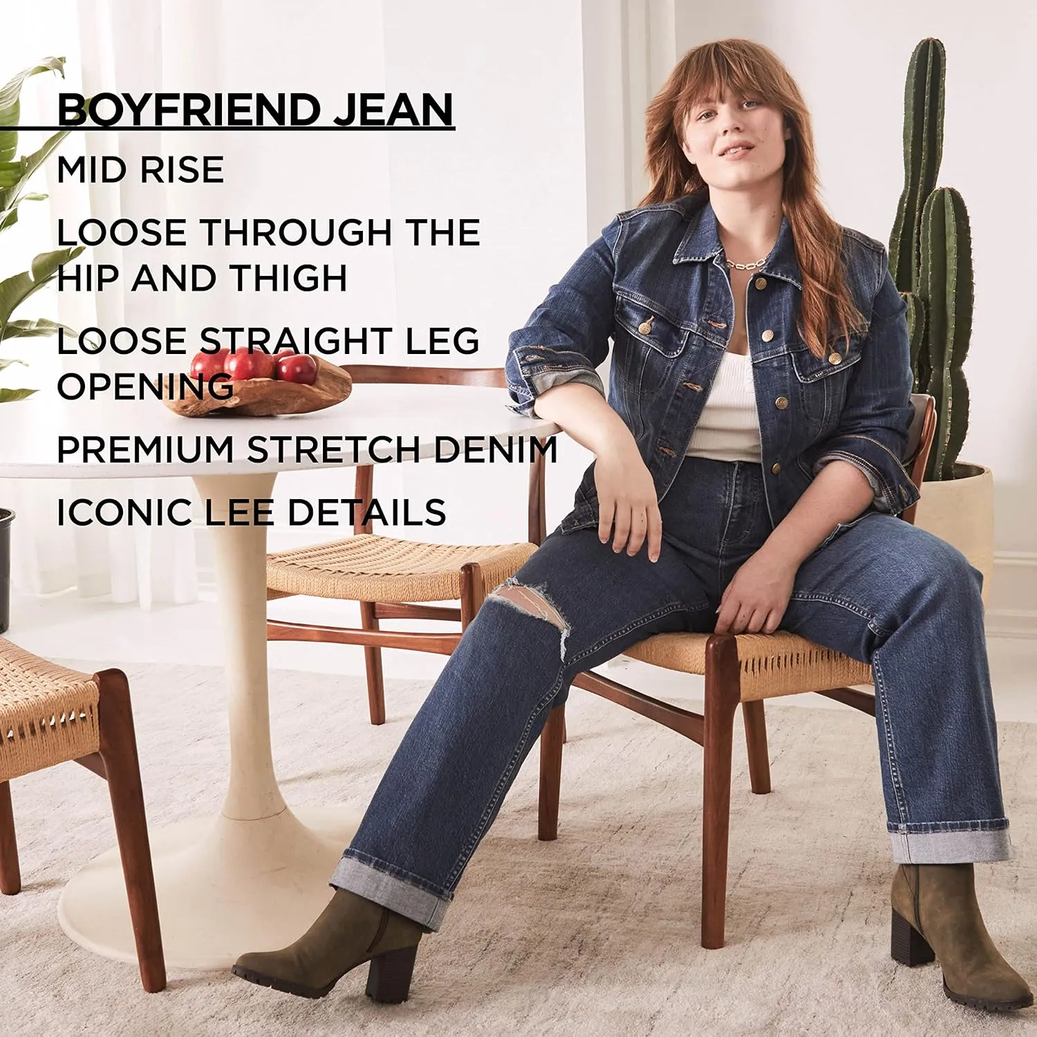 Lee Women's Plus Size Mid Rise Boyfriend Jean