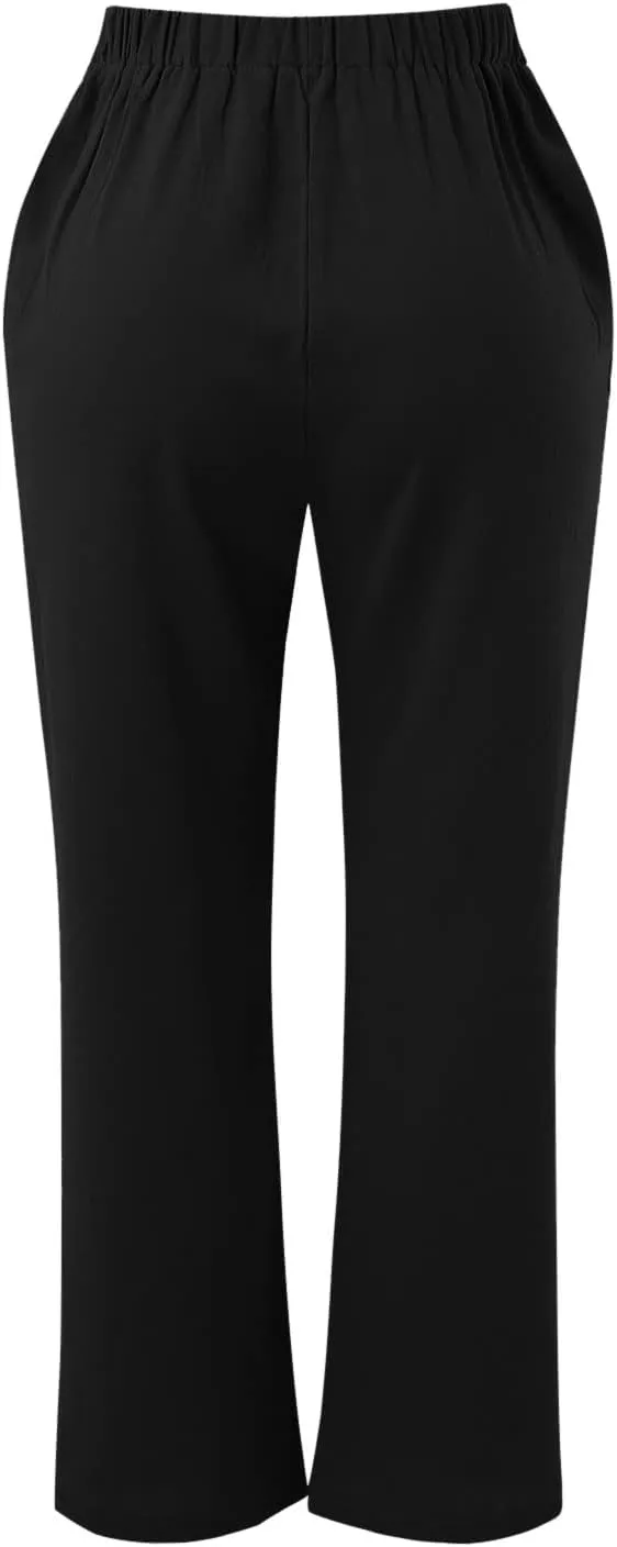 Linen Pants for Women Cotton Linen Straight Leg Lightweight Pants Summer Pants Plus Size Women Loose Fit Trousers