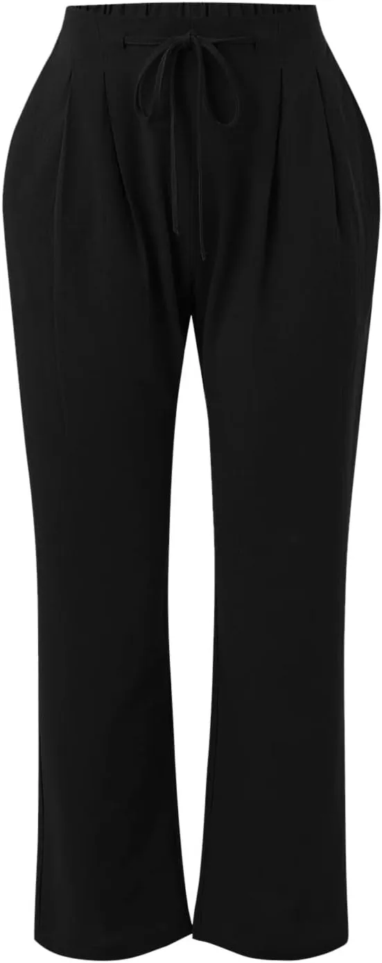 Linen Pants for Women Cotton Linen Straight Leg Lightweight Pants Summer Pants Plus Size Women Loose Fit Trousers