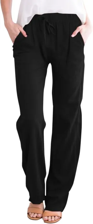 Linen Pants for Women Cotton Linen Straight Leg Lightweight Pants Summer Pants Plus Size Women Loose Fit Trousers