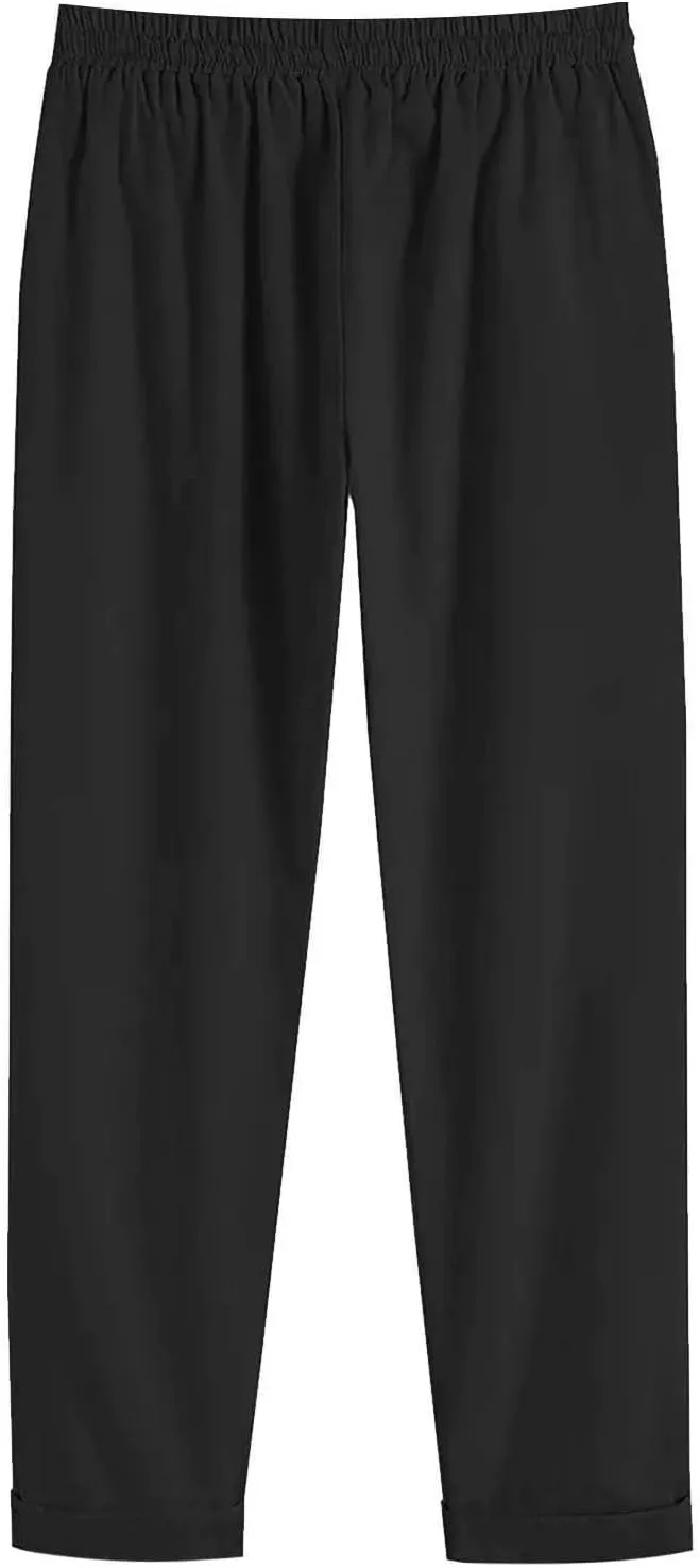Linen Pants Women Lounge Athletic Work Elastic Comfy Bermuda Petite High Waisted Palazzo Capri Joggers Set