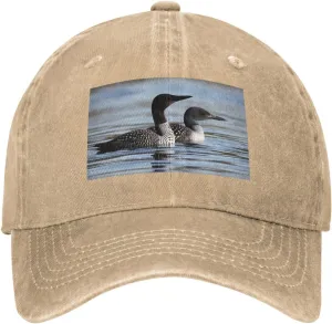 Loon Birds Unisex Baseball Cap Breathable Cotton Trucker Hat Classic Denim Dad Hat Summer Sun Hat