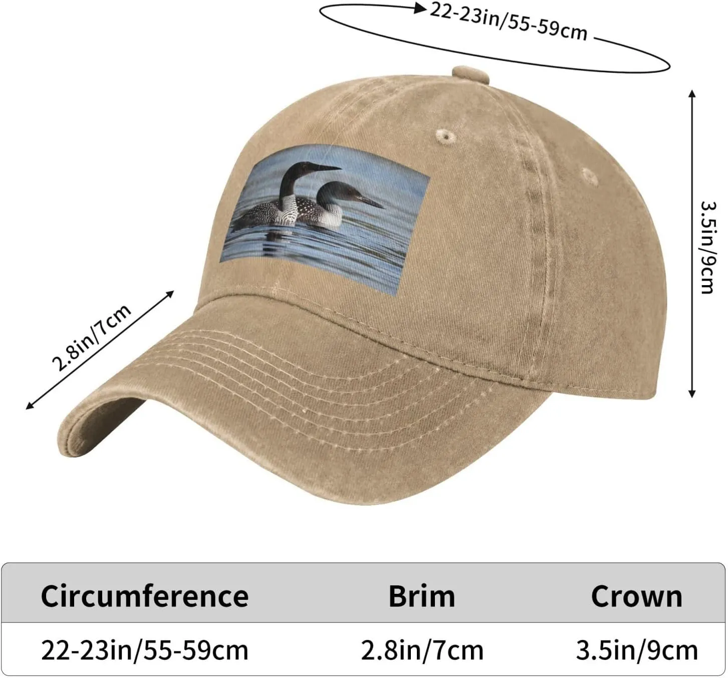 Loon Birds Unisex Baseball Cap Breathable Cotton Trucker Hat Classic Denim Dad Hat Summer Sun Hat