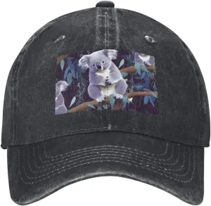 Lovely Koala Unisex Baseball Cap Breathable Cotton Trucker Hat Classic Denim Dad Hat Summer Sun Hat