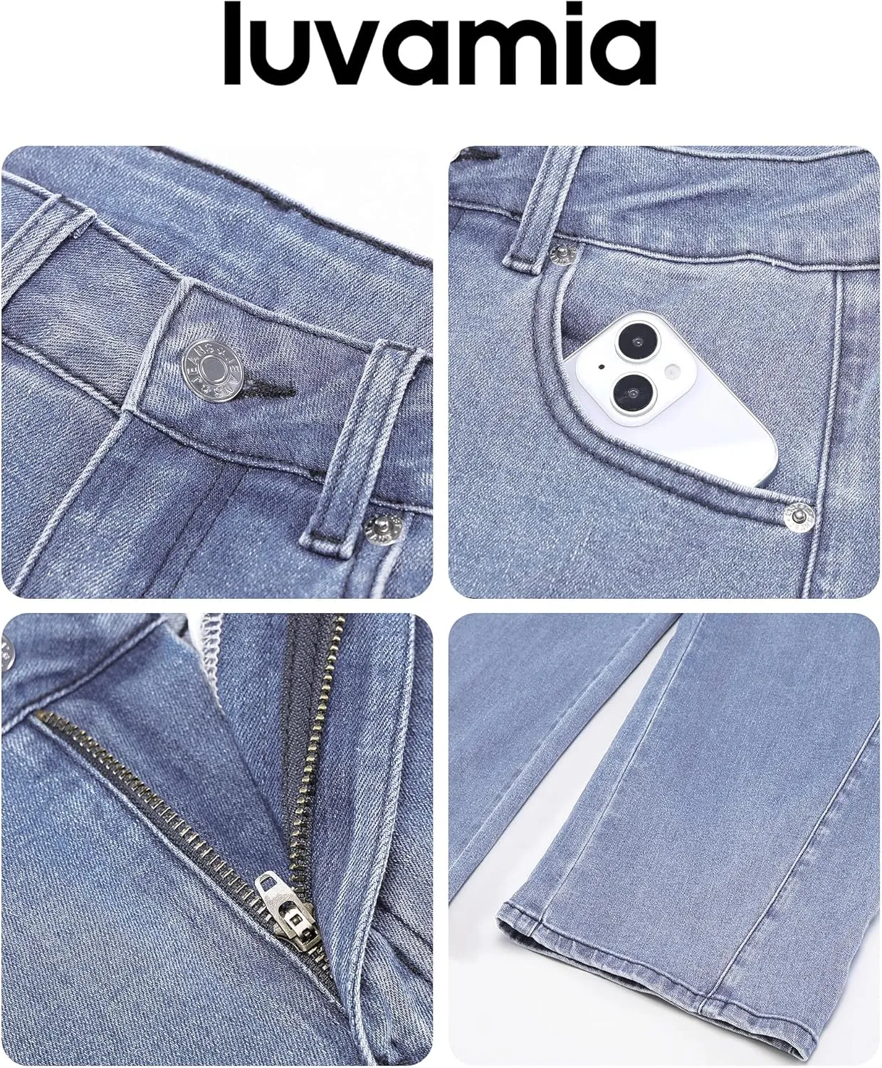 luvamia Barrel Jeans for Women High Waisted Trendy Baggy Stretch Denim Side Seamed Trouser Jeans Loose Fit Jean Pants