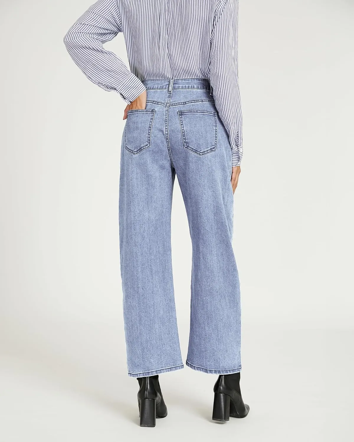 luvamia Barrel Jeans for Women High Waisted Trendy Baggy Stretch Denim Side Seamed Trouser Jeans Loose Fit Jean Pants