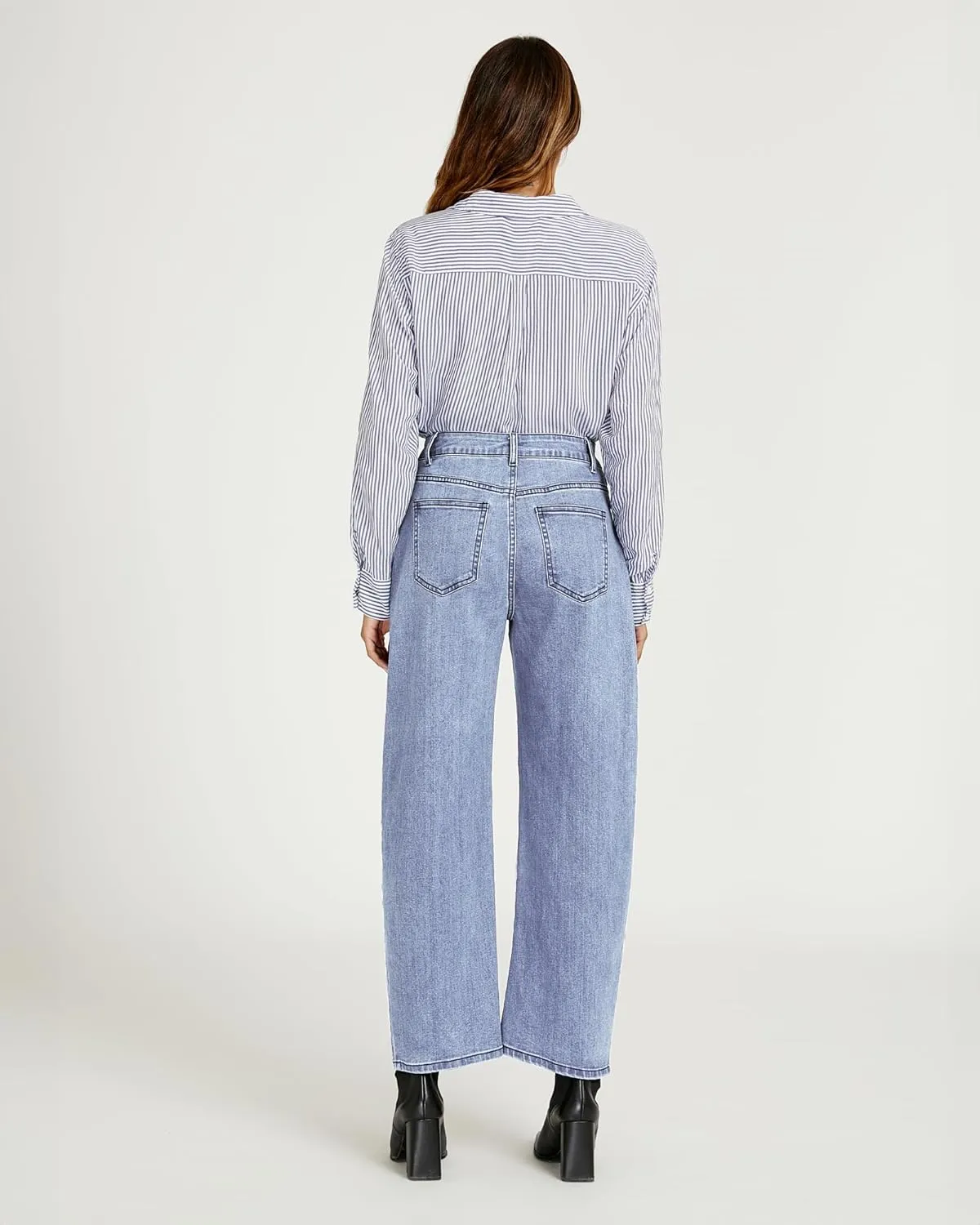 luvamia Barrel Jeans for Women High Waisted Trendy Baggy Stretch Denim Side Seamed Trouser Jeans Loose Fit Jean Pants