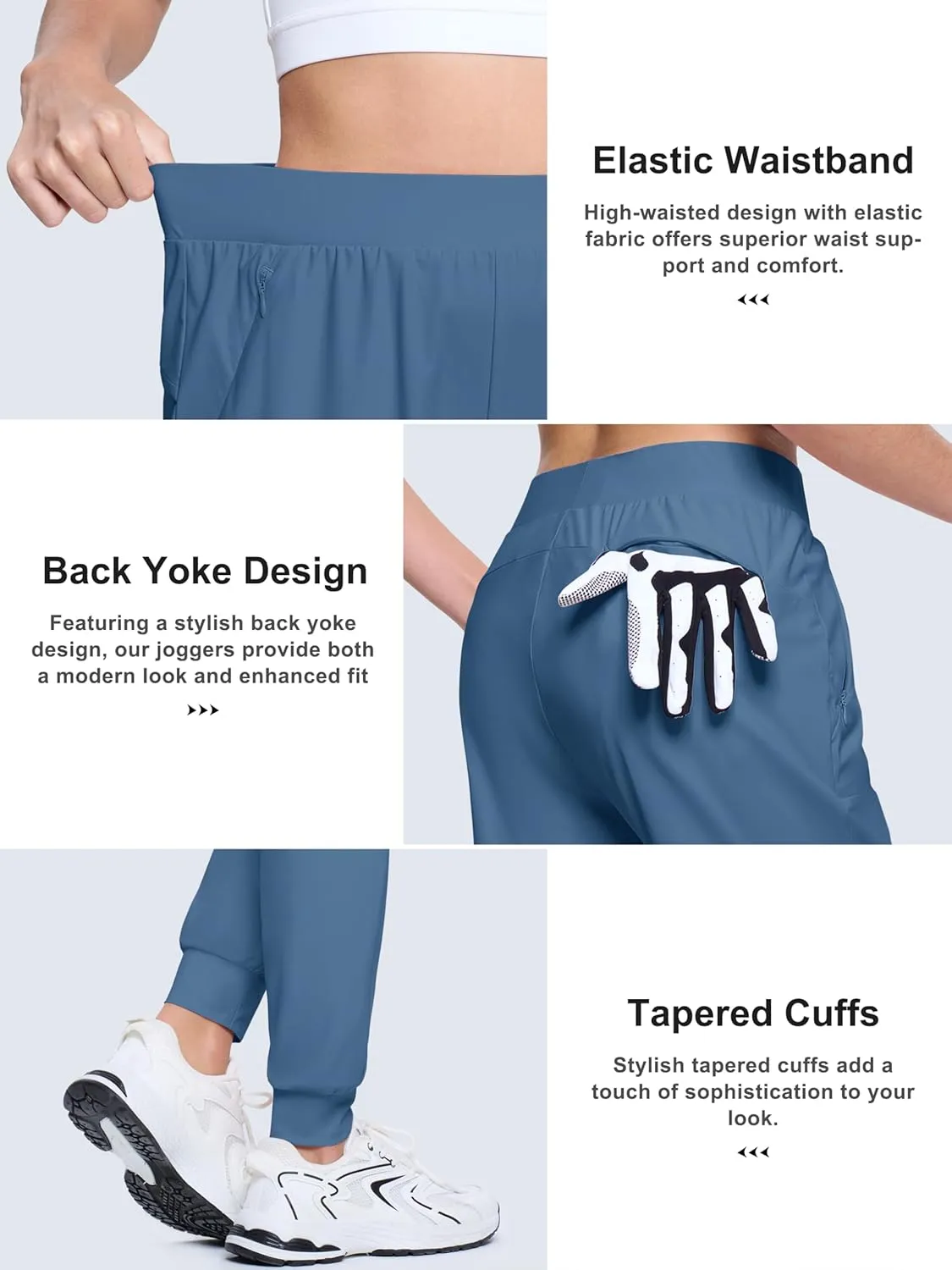 MAGCOMSEN Joggers for Women High Waisted Golf Pants Lightweight Hiking Pants Quick Dry Workout Running Athletic Joggers