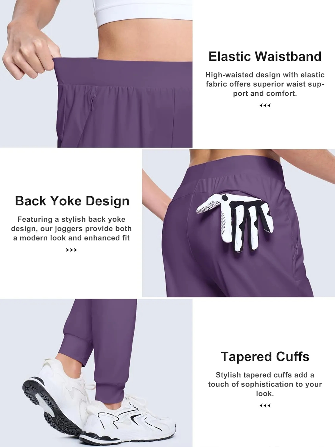 MAGCOMSEN Joggers for Women High Waisted Golf Pants Lightweight Hiking Pants Quick Dry Workout Running Athletic Joggers