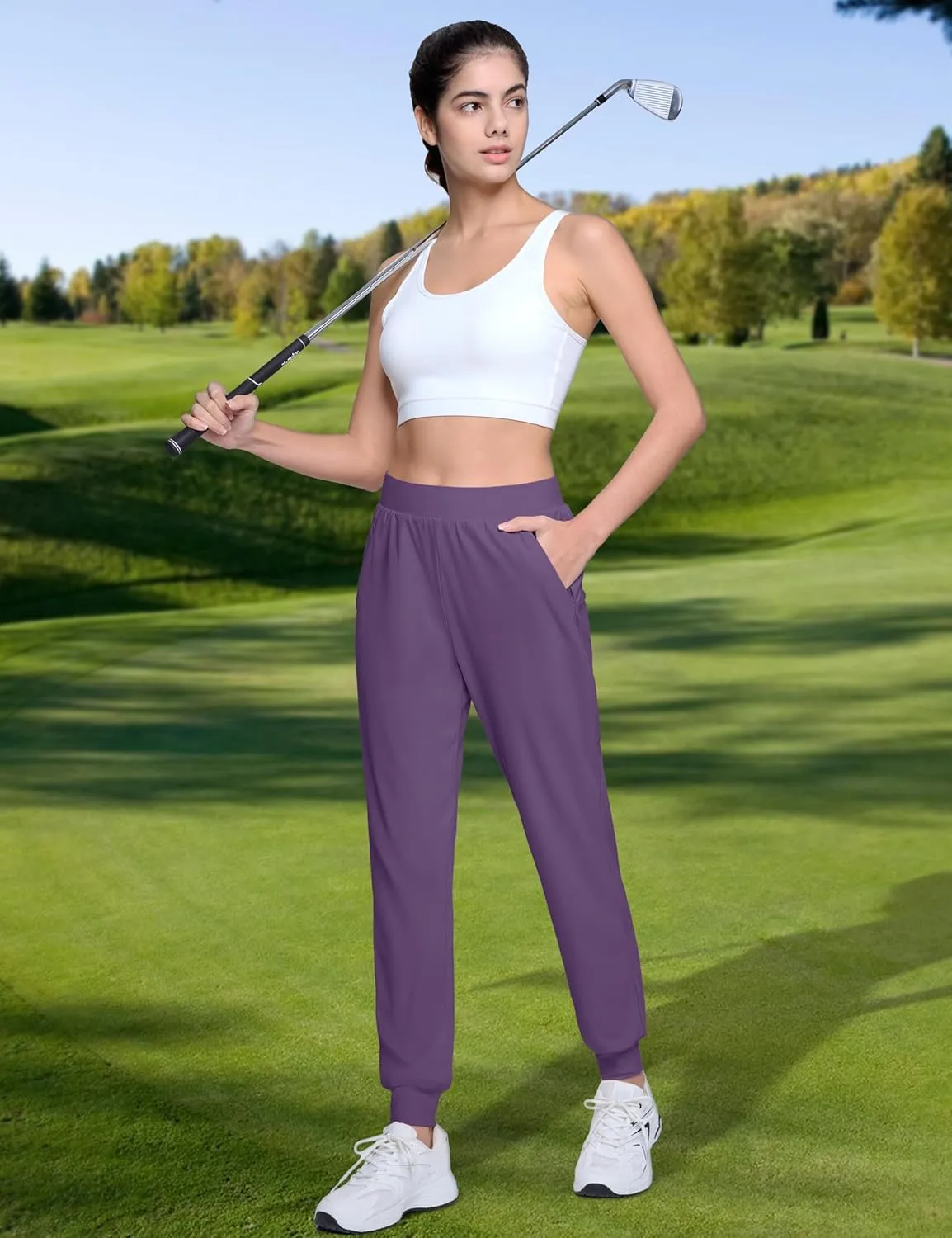 MAGCOMSEN Joggers for Women High Waisted Golf Pants Lightweight Hiking Pants Quick Dry Workout Running Athletic Joggers