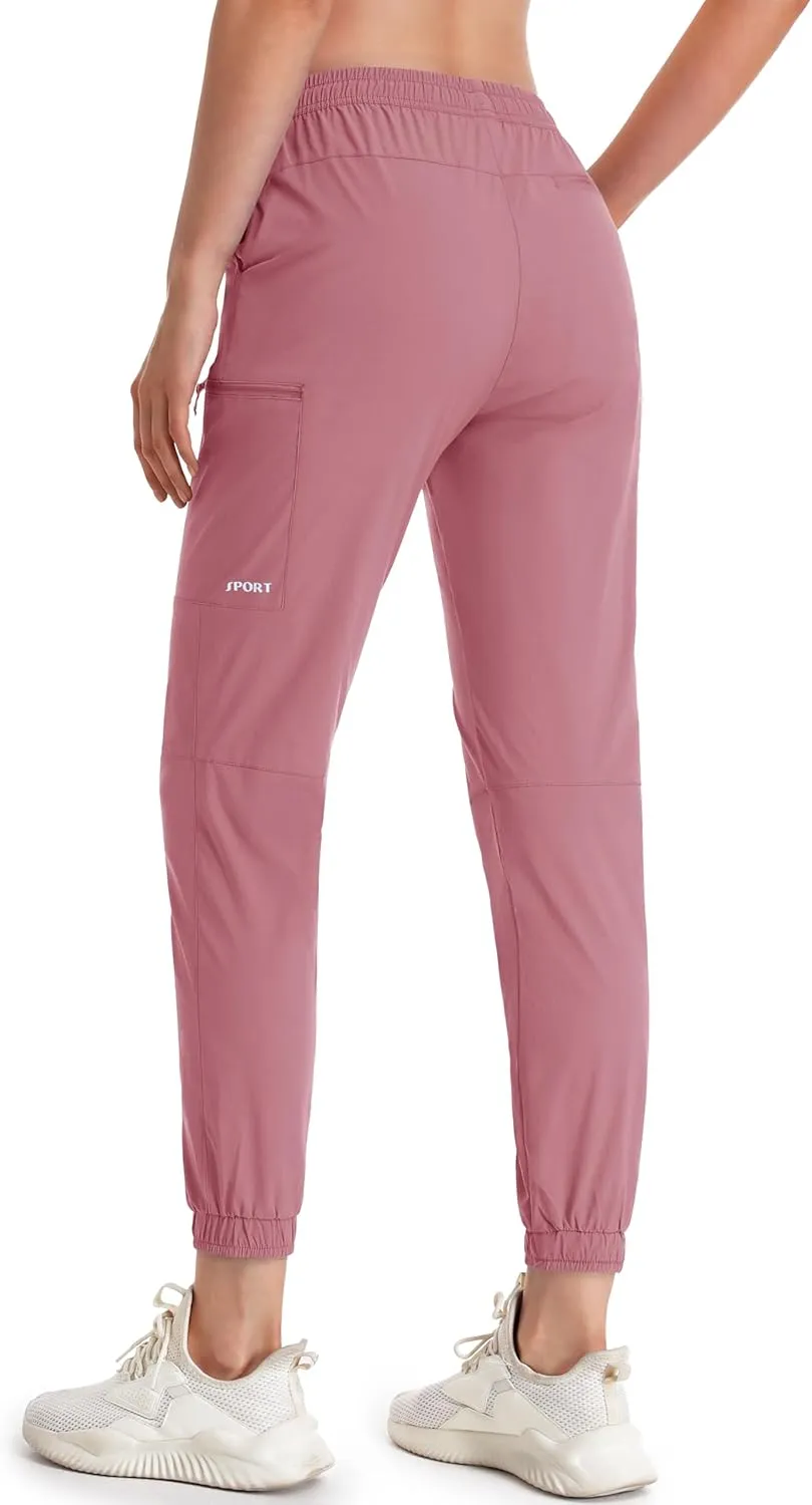 MAGCOMSEN Women's Hiking Cargo Pants Lightweight Quick Dry Water Resistant Jogger Zipper Pockets Outdoor Athletic Casual