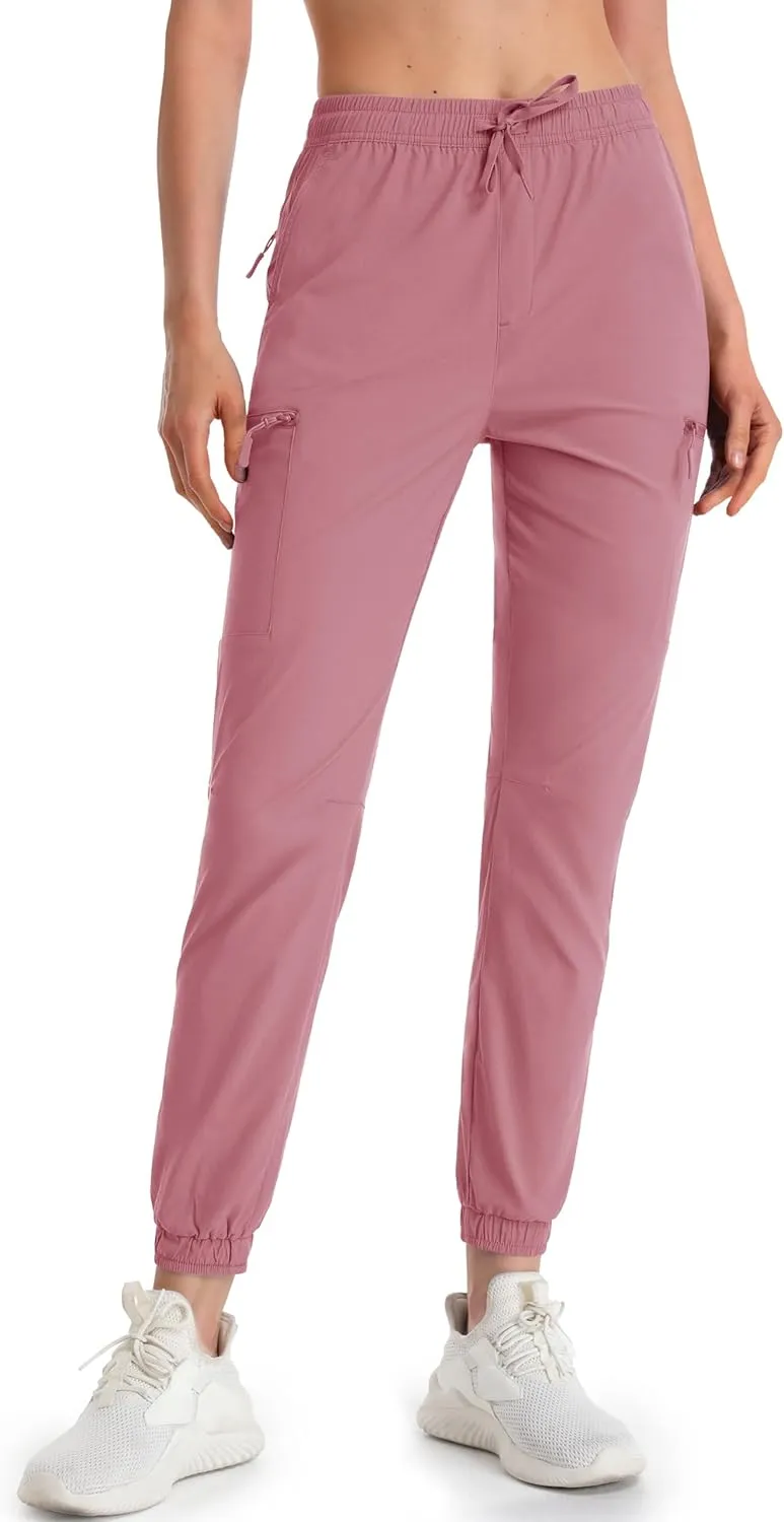 MAGCOMSEN Women's Hiking Cargo Pants Lightweight Quick Dry Water Resistant Jogger Zipper Pockets Outdoor Athletic Casual