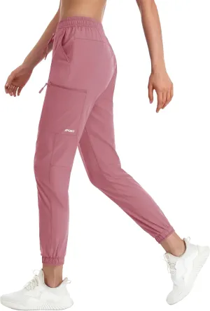 MAGCOMSEN Women's Hiking Cargo Pants Lightweight Quick Dry Water Resistant Jogger Zipper Pockets Outdoor Athletic Casual