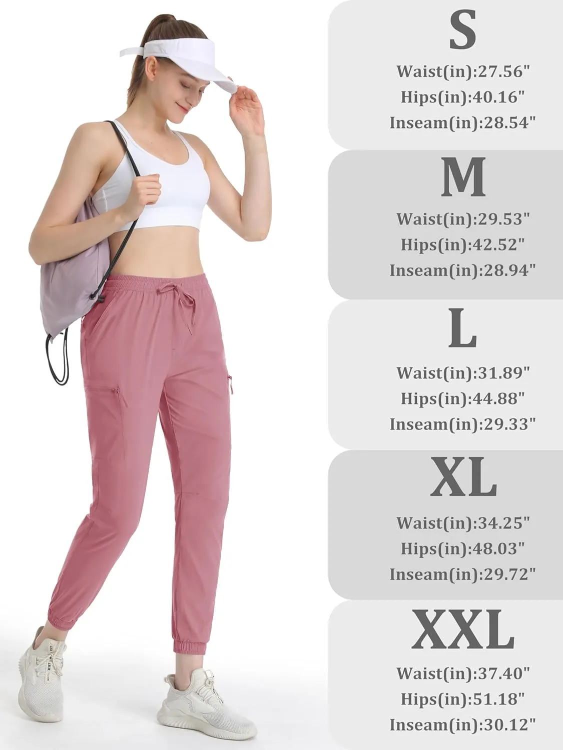 MAGCOMSEN Women's Hiking Cargo Pants Lightweight Quick Dry Water Resistant Jogger Zipper Pockets Outdoor Athletic Casual