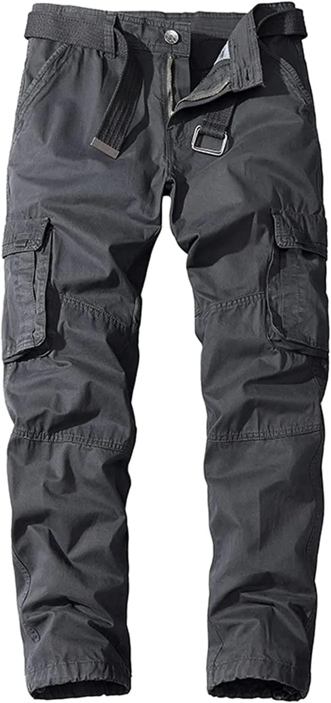 Maiyifu-GJ Men's Cargo Pants with Multi-Pockets Casual Cotton Hiking Pants Sweatpants Straight Leg Athletic Jogger Trousers