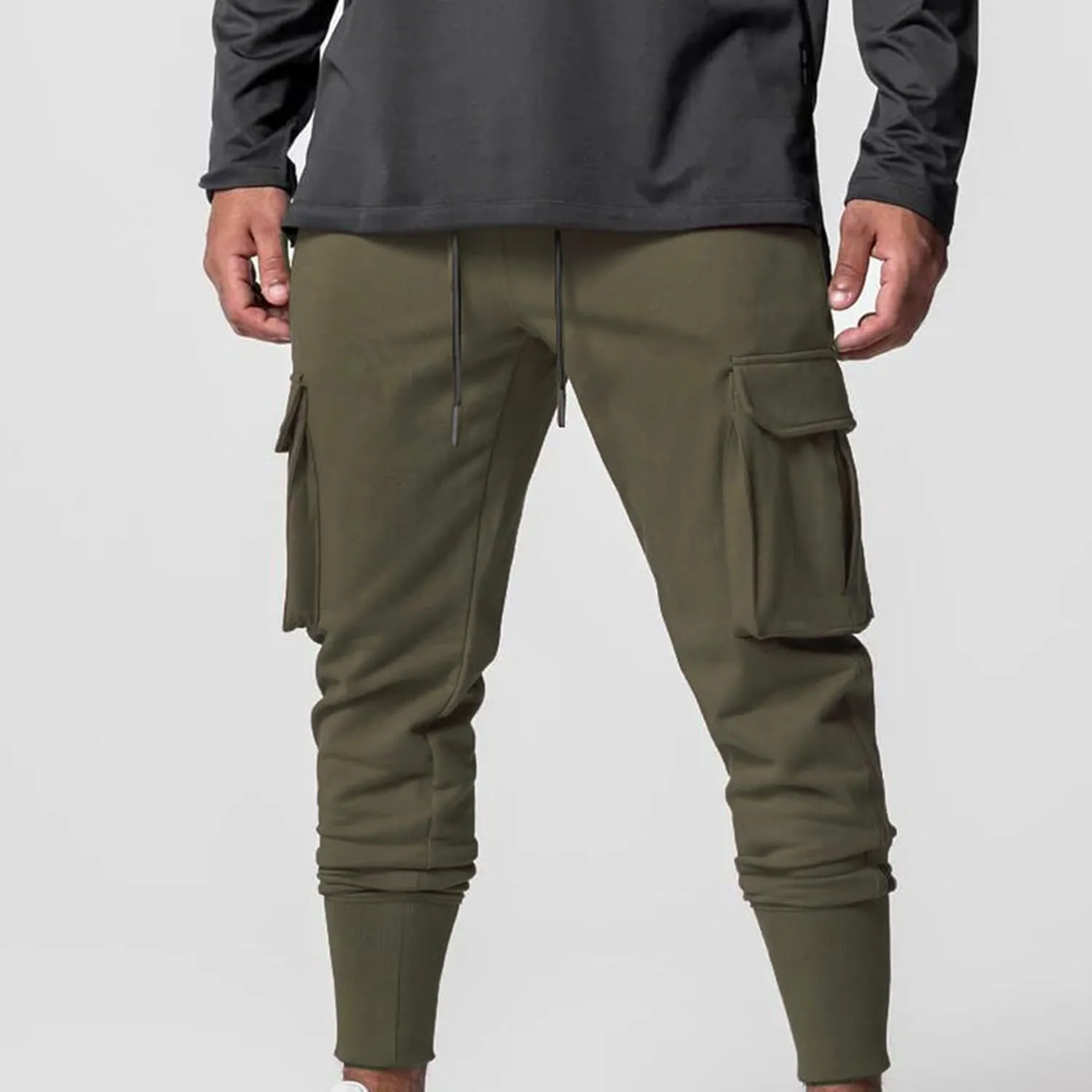 Maiyifu-GJ Men's Casual Joggers Cargo Pants Multi-Pockets Drawstring Hiking Sweatpants Running Training Athletic Trousers