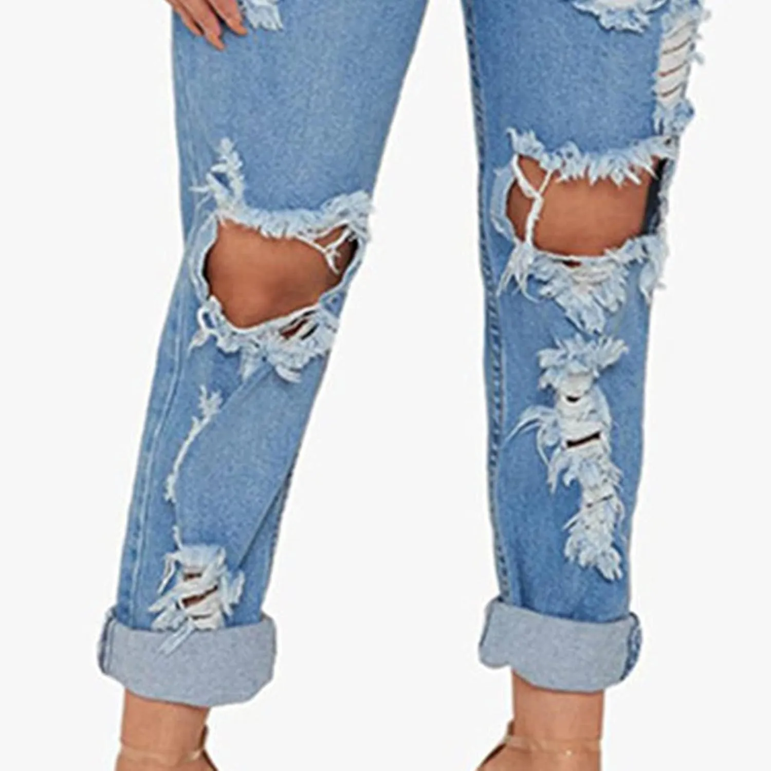 Maiyifu-GJ Women's High Waisted Ripped Boyfriend Jeans Loose Fit Distressed Destroyed Denim Pants Casual Comfy Stretch Jeans