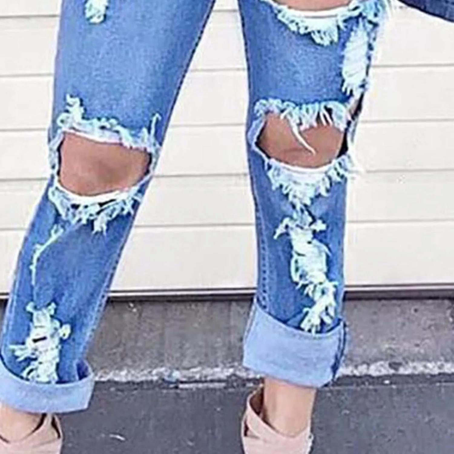 Maiyifu-GJ Women's High Waisted Ripped Boyfriend Jeans Loose Fit Distressed Destroyed Denim Pants Casual Comfy Stretch Jeans