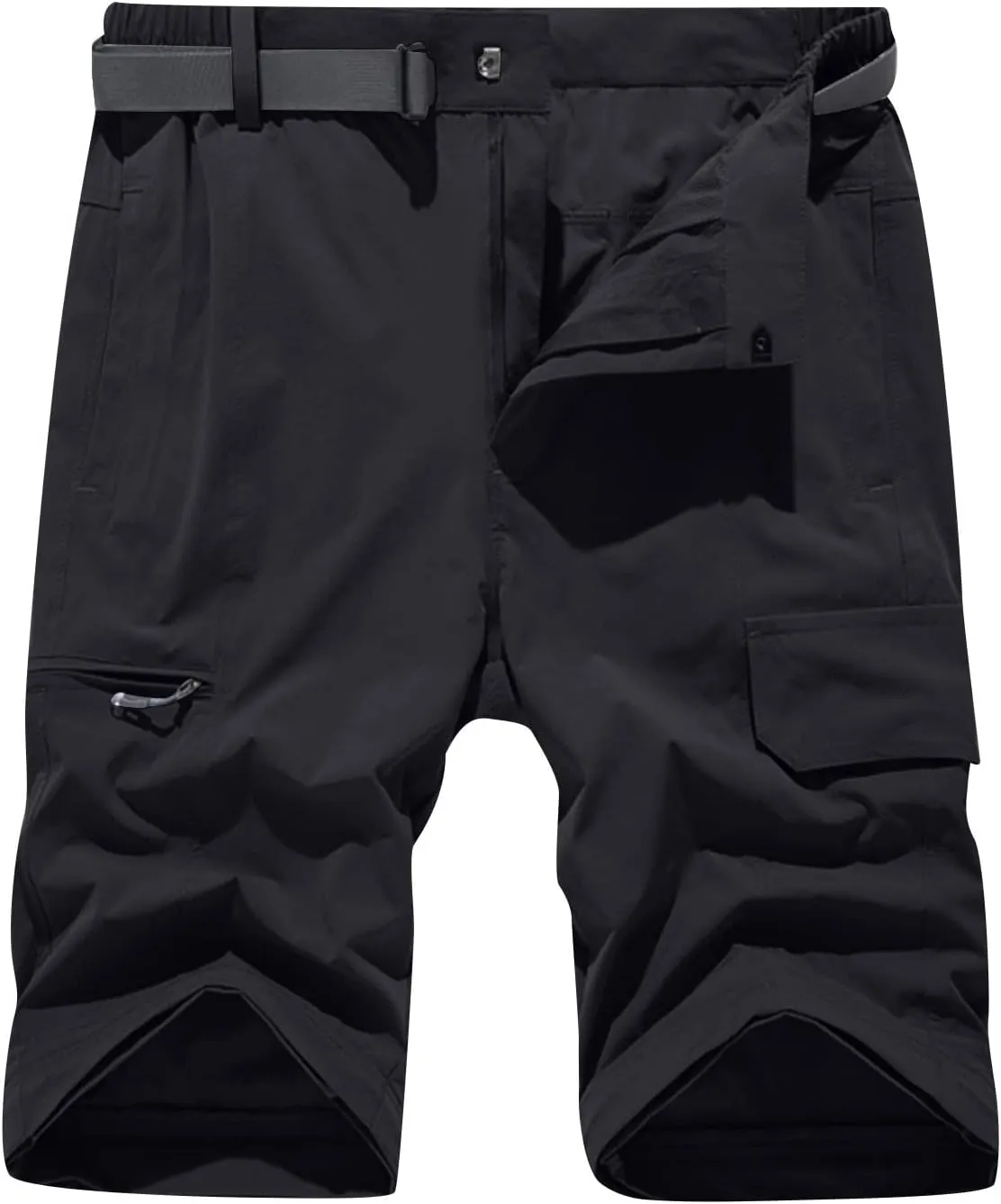 Men Cargo Pants Regular Fit Solid Quick Dry Zip Off Straight Legs Casual Multi Pockets Work Utility Loose Trouser