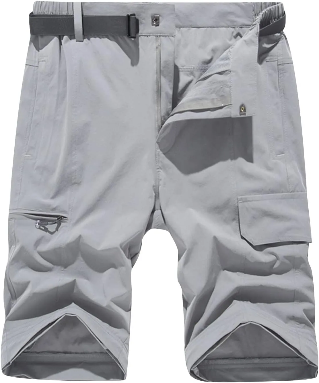 Men Cargo Pants Regular Fit Solid Quick Dry Zip Off Straight Legs Casual Multi Pockets Work Utility Loose Trouser
