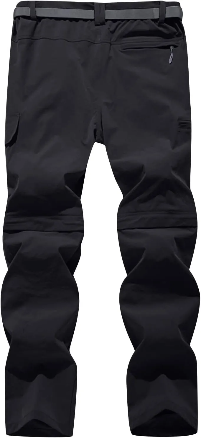 Men Cargo Pants Regular Fit Solid Quick Dry Zip Off Straight Legs Casual Multi Pockets Work Utility Loose Trouser