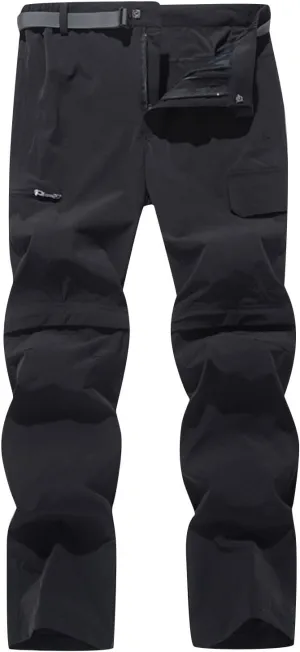 Men Cargo Pants Regular Fit Solid Quick Dry Zip Off Straight Legs Casual Multi Pockets Work Utility Loose Trouser