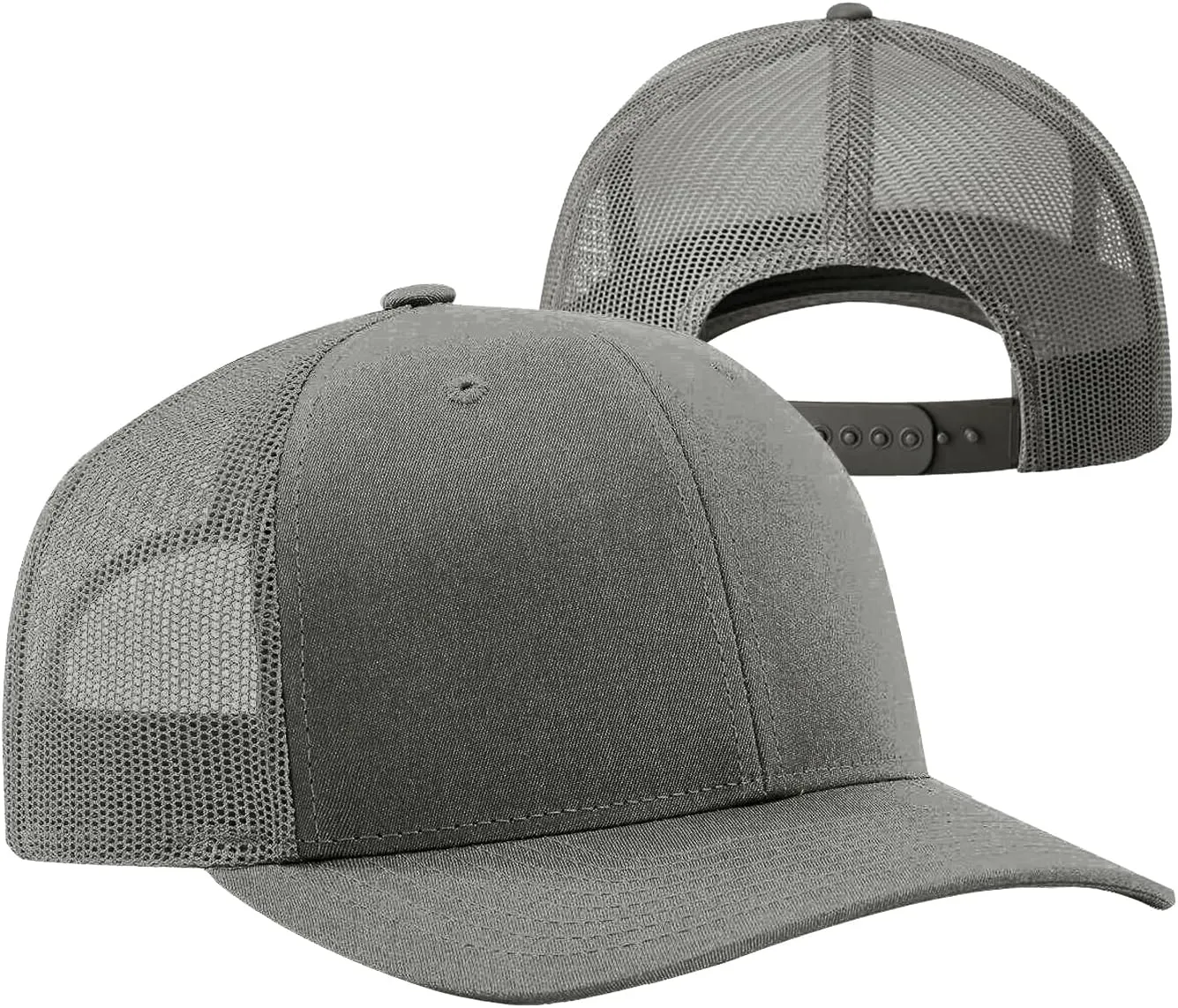 Men Women Plain Cotton Trucker Cap with Breathable Mesh Back, Snapback Baseball Hats