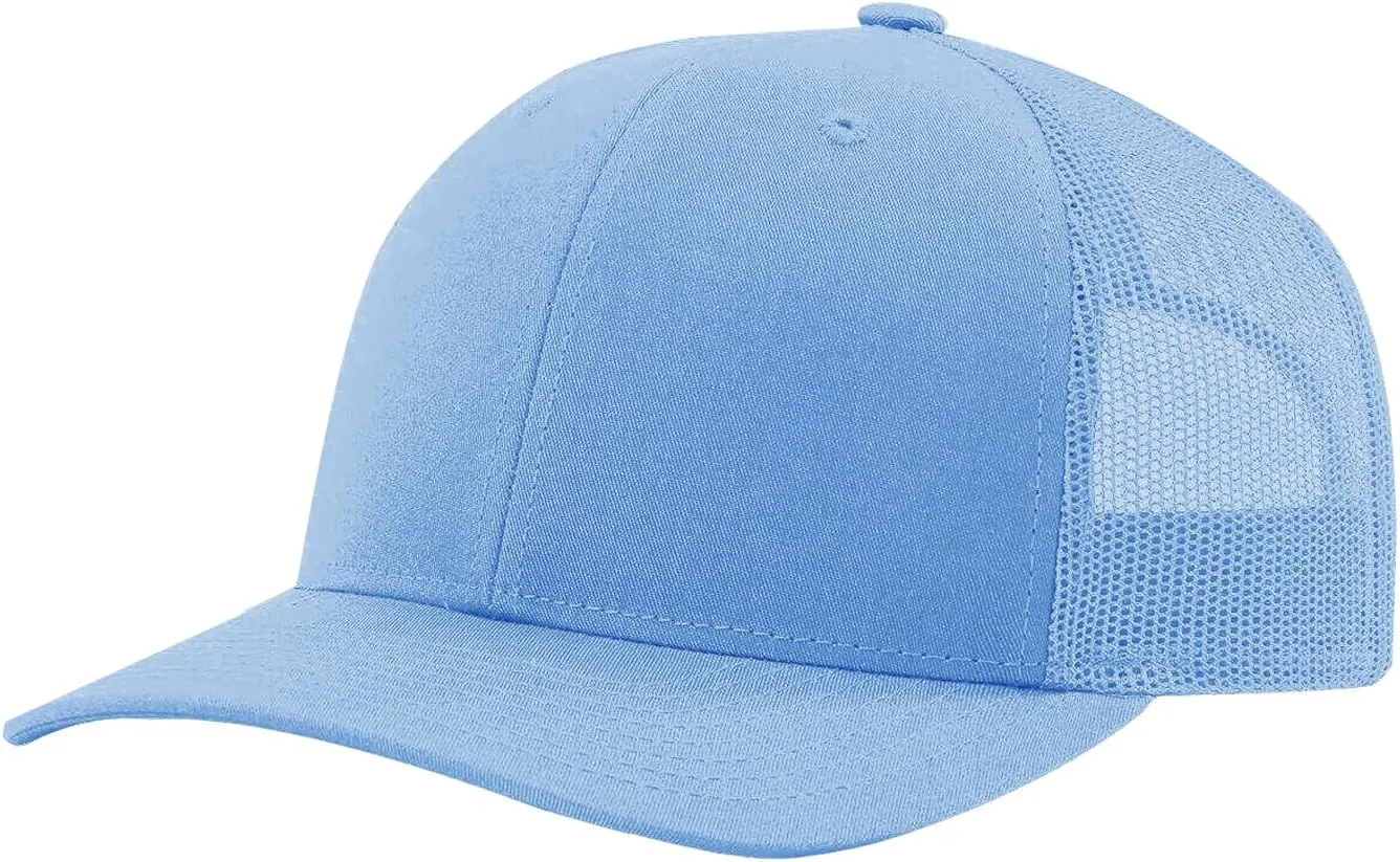 Men Women Plain Cotton Trucker Cap with Breathable Mesh Back, Snapback Baseball Hats