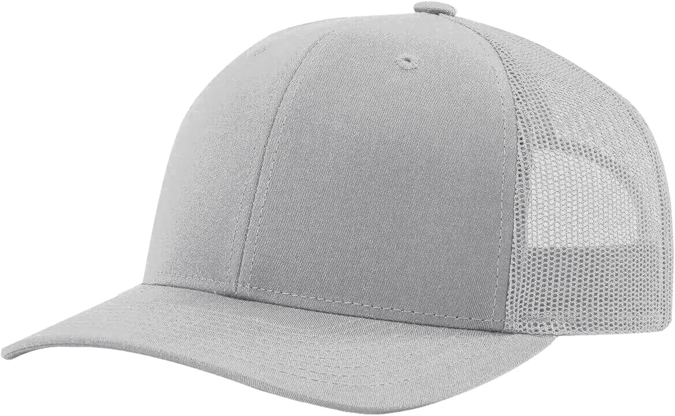 Men Women Plain Cotton Trucker Cap with Breathable Mesh Back, Snapback Baseball Hats