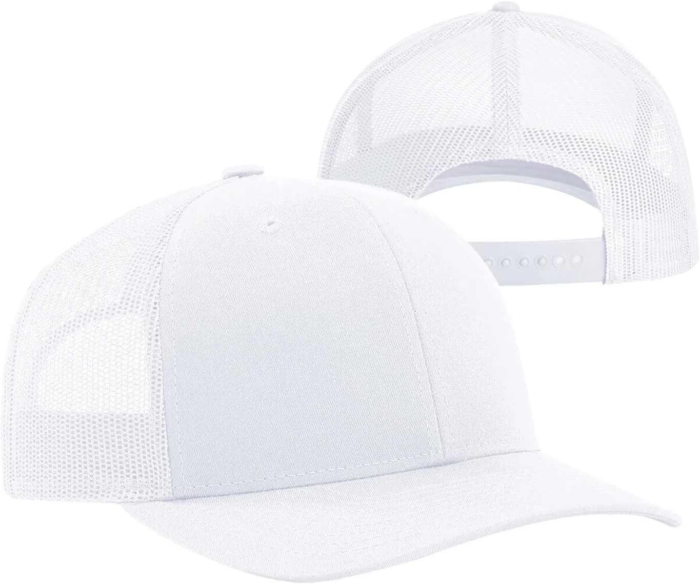 Men Women Plain Cotton Trucker Cap with Breathable Mesh Back, Snapback Baseball Hats