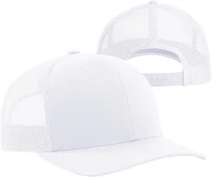 Men Women Plain Cotton Trucker Cap with Breathable Mesh Back, Snapback Baseball Hats