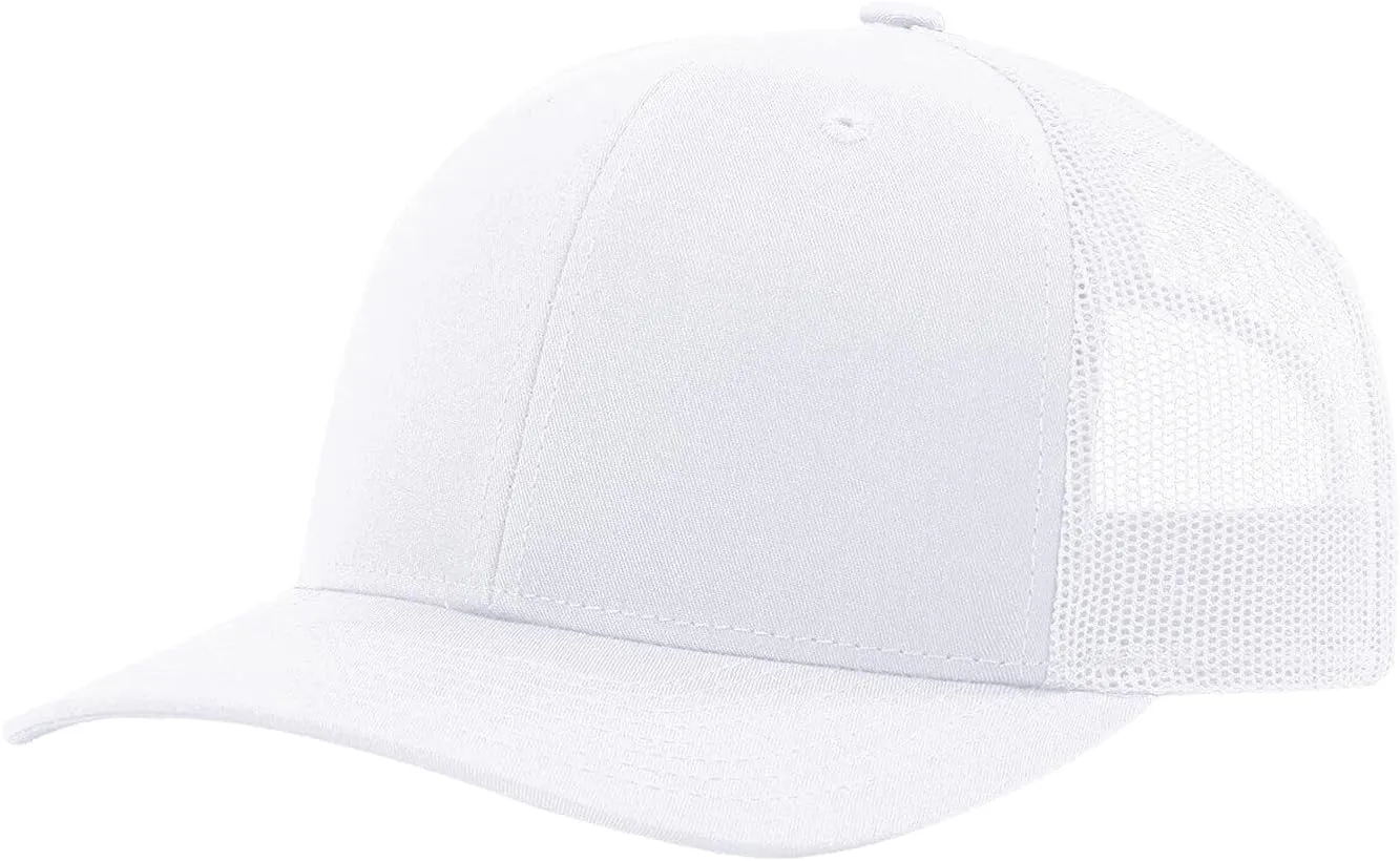 Men Women Plain Cotton Trucker Cap with Breathable Mesh Back, Snapback Baseball Hats