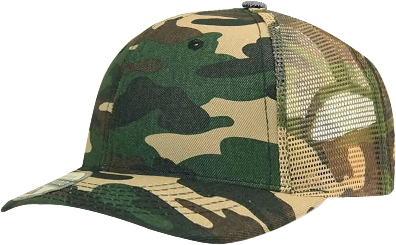 Men Women Plain Cotton Trucker Cap with Breathable Mesh Back, Snapback Baseball Hats