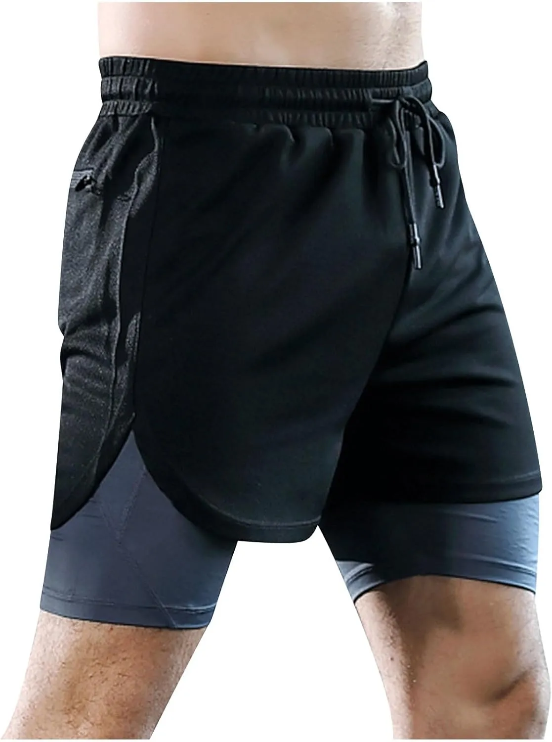 Men's 2 in 1 Running Shorts Athletic Gym Quick Dry Workout Shorts with Liner Lightweight Training Basketball Shorts