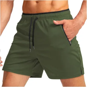 Mens 5" Running Shorts Quick Dry Athletic Workout Gym Shorts with Zipper Pockets Lightweight Active Sports Basketball