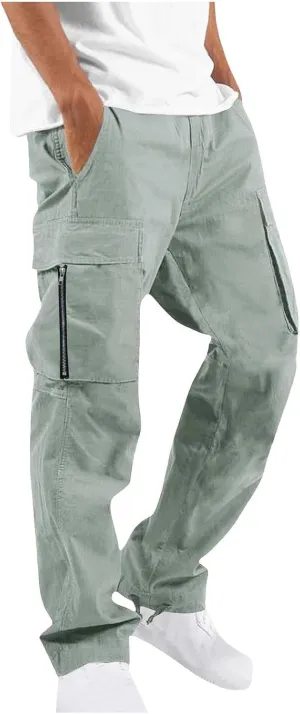 Men's Cargo Joggers Sweatpants Casual Drawstring Elastic Waist Gym Athletic Baggy Sweat Pants for Men with Pockets