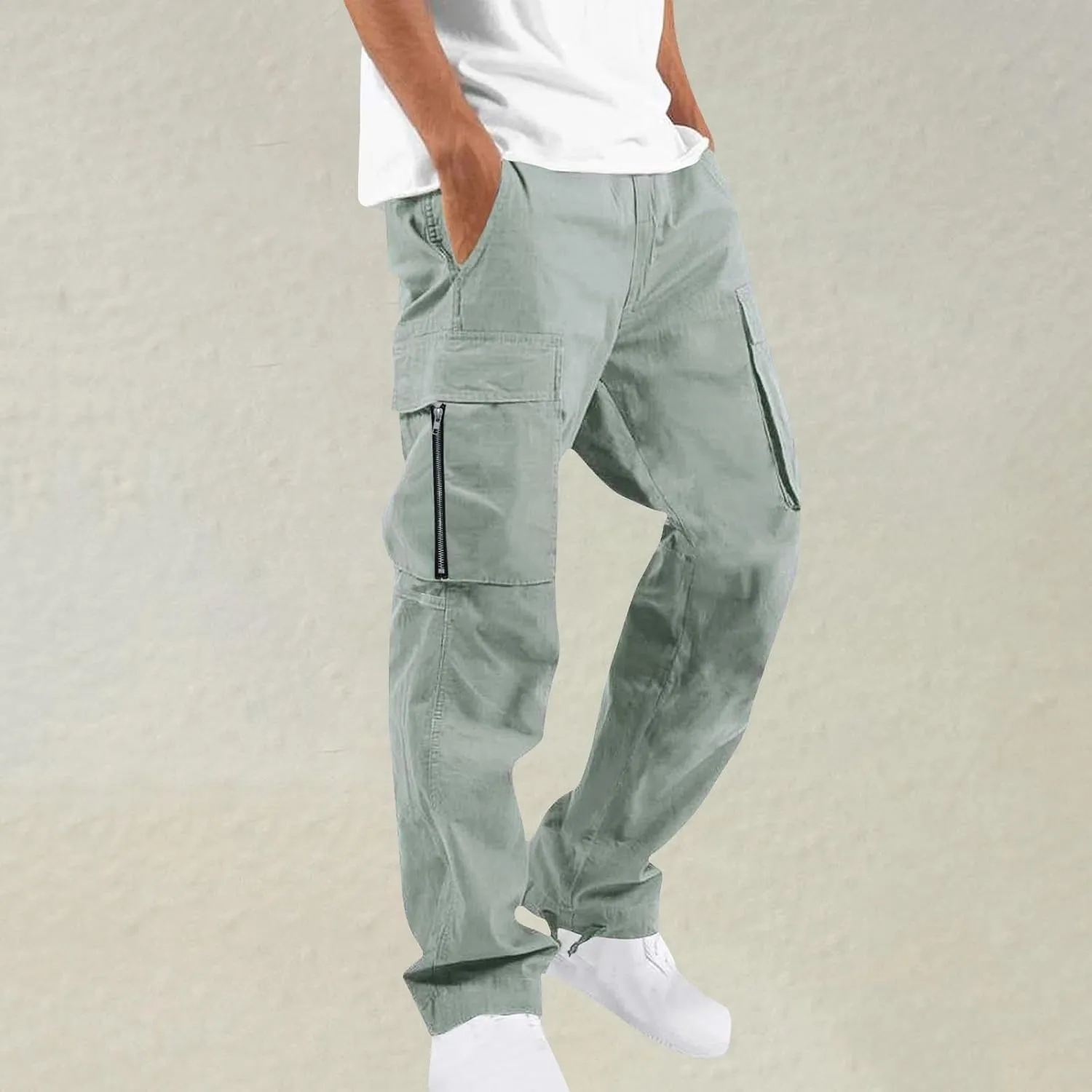 Men's Cargo Joggers Sweatpants Casual Drawstring Elastic Waist Gym Athletic Baggy Sweat Pants for Men with Pockets