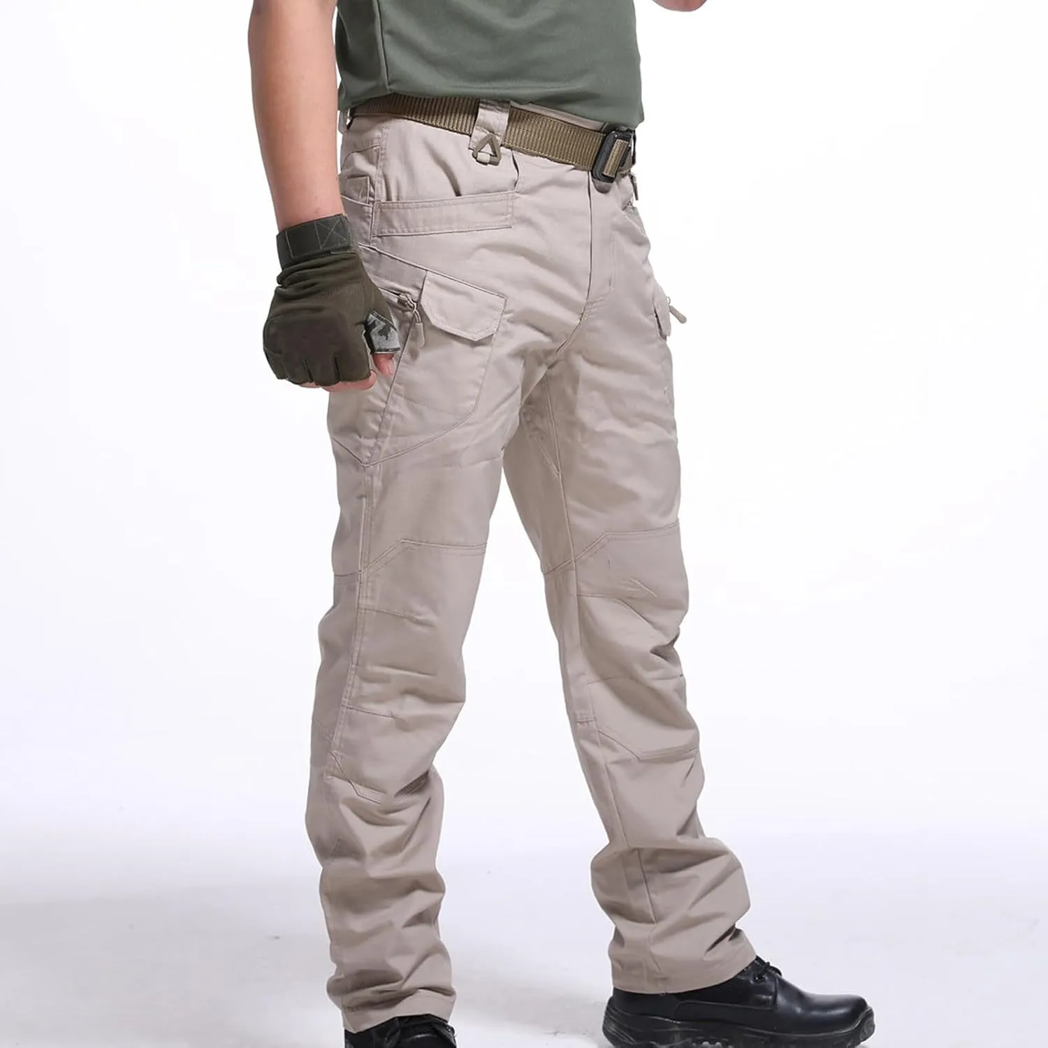 Mens Cargo Pants Big and Tall Premium Twill Multi Pockets Cargo Pants for Men Belted Tactical Straight Sweatpants