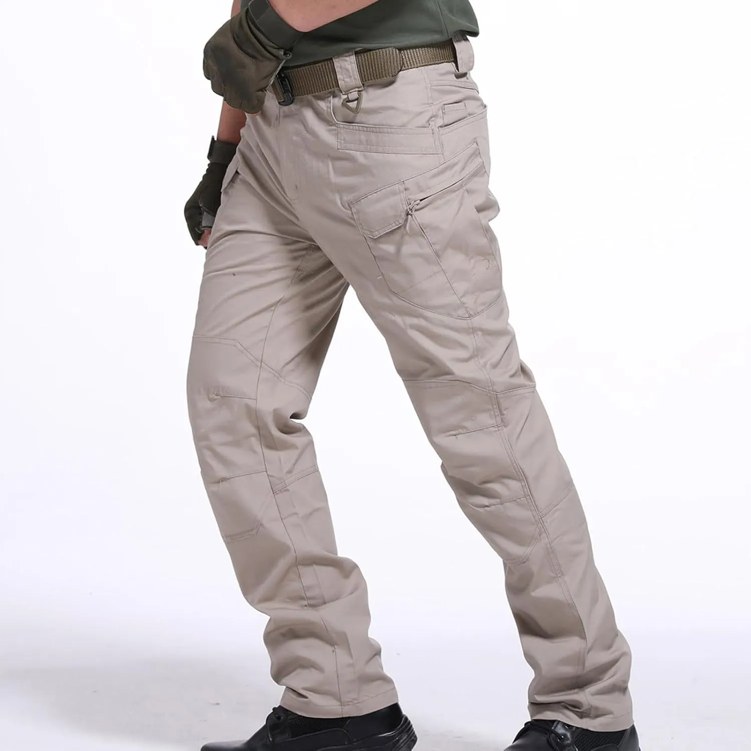 Mens Cargo Pants Big and Tall Premium Twill Multi Pockets Cargo Pants for Men Belted Tactical Straight Sweatpants
