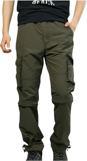 Men's Cargo Pants Casual Stylish Elastic Waist Cotton Multi Pockets Loose Trousers Fashion Outdoor Tactical Pants